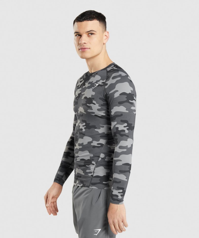 Koszulki Gymshark Element Baselayer Long Sleeve Top Męskie Camo | PL 583LPU